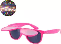 TWINKLERZ® - Space Zonnebril Klepje - Spacebril - Caleidoscoop Bril - Diffractie Bril - Roze