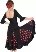 Spaanse Flamenco Rok - Zwart met Rode Stippen voor meisjes - Maat 8 - kledingmaat 116-122