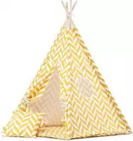 Tipi tent / Speeltent Kinderkamer Herringbone Okergeel Wigiwama - Speeltent voor Kinderen - Kindertent - Indianentent - Wigwam 100x100x120cm