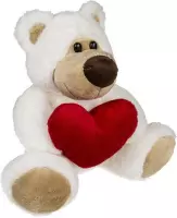 Valentijn pluche knuffelbeertje rood hartje 20 cm - Valentijnsdag decoratie/cadeau