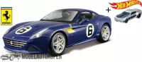 Ferrari California T (Blauw) (30 cm) 1/18 Bburago Limited Edition + Hot Wheels Miniatuurauto + 3 Unieke Auto Stickers! - Model auto - Schaalmodel - Modelauto - Miniatuur autos - Sp