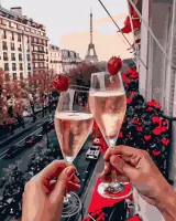 Eagle® Diamond Painting Volwassenen - Champagne in Parijs - 50x40cm - Vierkante Steentjes