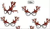 12x Rendier bril met belletjes - Kerst kerstmis rendieren festival thema feest