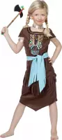Wilbers - Indiaan Kostuum - Indiaanse Potawatomi Luxe - Meisje - bruin - Maat 152 - Carnavalskleding - Verkleedkleding