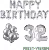32 jaar Verjaardag Versiering Ballon Pakket Zilver