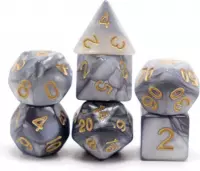 Blazium - DnD dice set - Inclusief velvet bewaarzakje - Black & Grey - Dungeons and Dragons dobbelstenen