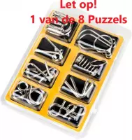 1 van 8 verschillende Random Gekozen Metalen Puzzel Breinbreker - Hersenkraker - Denkspel - Puzzel - Brain Teaser - Geduldspel - Geel - Stipco