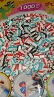 Hama midi 2-kleurig/ tweekleurig wit gestreepte strijkkralen (met strepen), zakje met 1.000 stuks normale strijkparels rood-wit, zwart-wit, blauw-wit