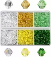 Fako Bijoux® - DIY Kralen Set - Glas Kralen Facet Geslepen - Glaskralen - Sieraden Maken - 4mm - 600 Stuks - Limoen