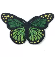 Vlinder Strijk Embleem Patch Donkergroen Zwart 7.7 cm / 5 cm / Groen Zwart
