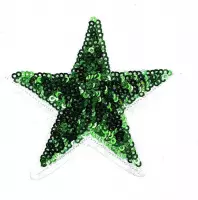 Ster Paillette Glitter Strijk Embleem Patch Groen 8.5 cm / 8.5 cm / Groen