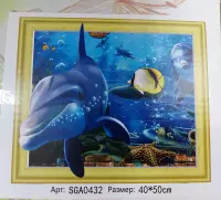 Diamond painting framed 40x50cm - Dolfijnen