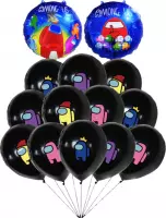 Among Us Ballonnen - 14 Stuks - Ballonnen Verjaardag - Helium Ballonnen - Latex Ballonnen -  Folieballonne - Games - Zwart