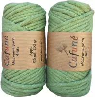 Cafuné macramé garen - enkel gedraaid -4mm-appelgroen-55 mt-250g-uitkambaar-katoen touw