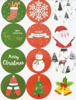 24- Kerst- Stickers- Rond-2 vellen van elk 12 stickers-Feestdagen-Charme Bijoux