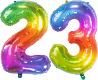 De Ballonnenkoning - Folieballon Cijfer 23 Yummy Gummy Rainbow - 86 cm