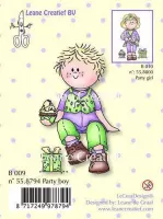 B009 Clearstamp Leane Creatief - Bambinie party boy - stempel jongen met cadeau en cupcake - art. 55.8794