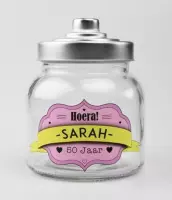Snoeppot - Sarah - Gevuld met heerlijke verse snoepmix - In cadeauverpakking met gekleurd lint