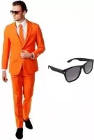 Oranje heren kostuum / pak - maat 56 (3XL) met gratis zonnebril