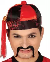 Set van 2x stuks rood/zwarte Aziatisch Chinees hoedje met kwast - Carnaval verkleed hoeden