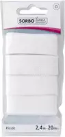 Sorbo Home Essentials elastiek wit voor kleding - 2,4 m x 2 cm - bandelastiek