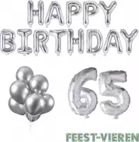 65 jaar Verjaardag Versiering Ballon Pakket Zilver