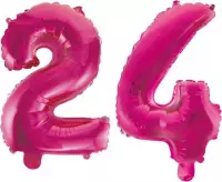 Folieballon 24 jaar roze 86cm