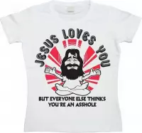 Fun t-shirt Jesus Loves You dames XXL