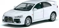 2008 Mitsubishi Lancer Evolution X Wit – Kinsmart 1:36 - Modelauto - Schaalmodel - Model auto  - Miniatuurauto - Miniatuur autos
