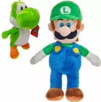 Super Mario Bros Pluche Knuffel Set: Luigi 30 cm + Yoshi 22 cm | Mario Luigi Peluche Plush Toy | Speelgoed knuffeldier knuffelpop voor kinderen jongens meisjes | Mario Odyssey, Mar