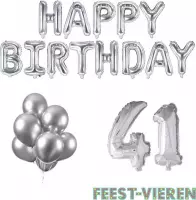 41 jaar Verjaardag Versiering Ballon Pakket Zilver