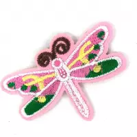 Roze Kleine Vlinder Strijk Patch 6.5 cm / 4.6 cm / Roze Groen Geel Wit