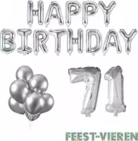 71 jaar Verjaardag Versiering Ballon Pakket Zilver