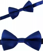 Blauwe verkleed vlinderstrikje 12 cm voor dames/heren - Blauw thema verkleedaccessoires/feestartikelen - Vlinderstrikken/vlinderdassen met elastieken sluiting