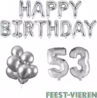 53 jaar Verjaardag Versiering Ballon Pakket Zilver