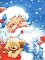 Alles-in-1 pakket met 30x40cm Diamond Painting 'Kerstman met puppy',  A4 lightpad en meer