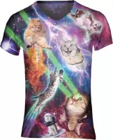 Gigantisch fout katten festival shirt Maat: L  V-hals