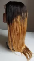 Braziliaanse Remy pruik 24 inch -1b/27 uitgroei en honing blonde recht echt menselijke haren 4x4 lace closure pruik