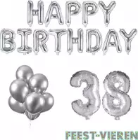 38 jaar Verjaardag Versiering Ballon Pakket Zilver