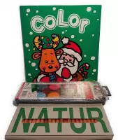 Kleurboek Glitters Kerst - 2 tot 4 jaar - Met Gratis Waterverf Set 12 Kleuren - Cadeau Tip !!