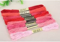 Borduurgaren - 8 strengen - rood - roze - genummerd - 6 meter per streng - 8 tinten - 8 kleuren