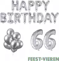 66 jaar Verjaardag Versiering Ballon Pakket Zilver