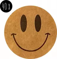 40x Sticker | SMILEY | kraft | 25 mm | kinderen & volwassenen