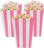 Popcorn bakjes roze 12 stuks -16 cm hoog - Popcornbakjes/chipsbakjes/snackbakjes kinderverjaardag/kinderfeestje - Babyshower