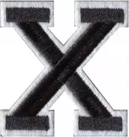 Alfabet Strijk Letter Embleem Patches Zwart Wit Dun Randje Letter X / 4 cm / 5 cm