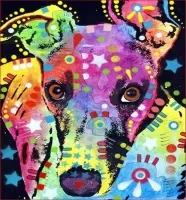 JDBOS ® Schilderen op nummer Volwassenen - Gekleurde hond - Colorful dog - Paint by numbers - Verven volwassenen - 40x50 cm