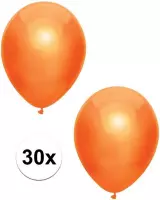 30x Oranje metallic ballonnen 30 cm - Feestversiering/decoratie ballonnen oranje