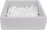 Ballenbak vierkant - grijs - 90x90x30 cm - met 150 witte ballen