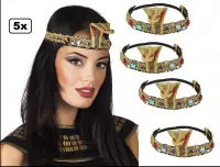 5x Hoofdband Cleopatra dames goud - Egypte farao themafeest festival party nijl piramide