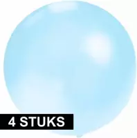 4x Grote ballonnen 60 cm baby blauw - Geschikt voor lucht of helium - Feest/Verjaardag/Geboorte artikelen
